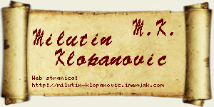 Milutin Klopanović vizit kartica